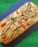 Focaccia de filetes de cavala em azeite aromatizada com lavanda e tomilho limão