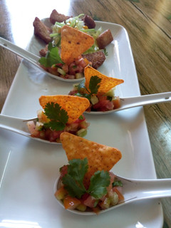 A picture of Salsa with nachos.