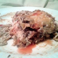 A picture of Mexican lasagna.