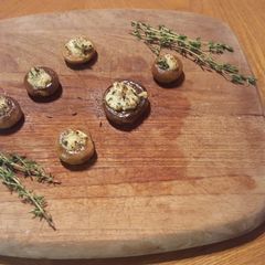 A picture of Spinach Dip Stuffed Mushrooms.