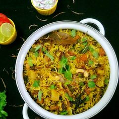 A picture of Vegetable Dum Biryani.