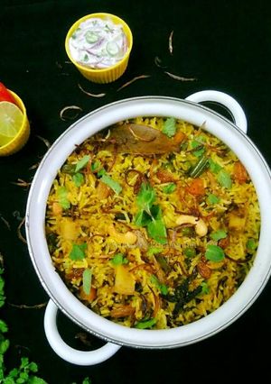 A picture of Vegetable Dum Biryani.