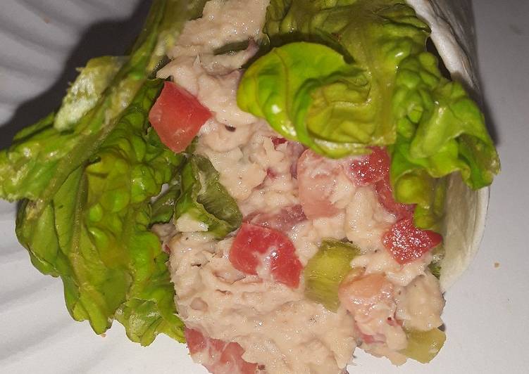 Simple Way to Prepare Super Quick Homemade Swiss garlic n herb tuna wrap