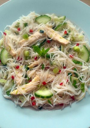 A picture of Vickys Minty Cool As A Cucumber Noodle Salad, GF DF EF SF NF.