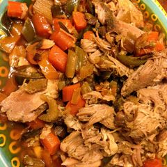 A picture of Easy slow cooker pork and vegetables.