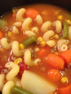 A picture of Vegetable Soup With Hamburger Meat.