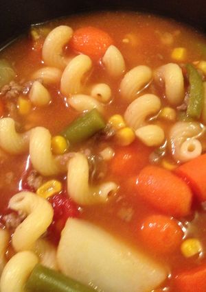 A picture of Vegetable Soup With Hamburger Meat.