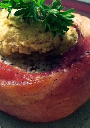 A picture of Bacon wrapped pork w/dijon butter.