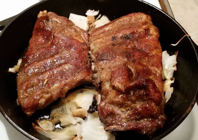 Skillet Slow Oven Cooked Spare Ribs