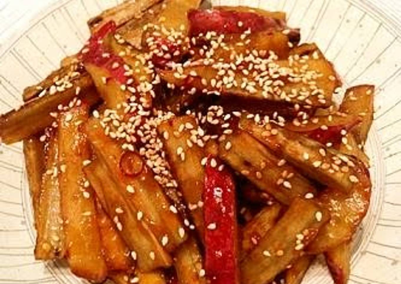 Sweet and Savory Burdock Root and Sweet Potato Stir-Fry