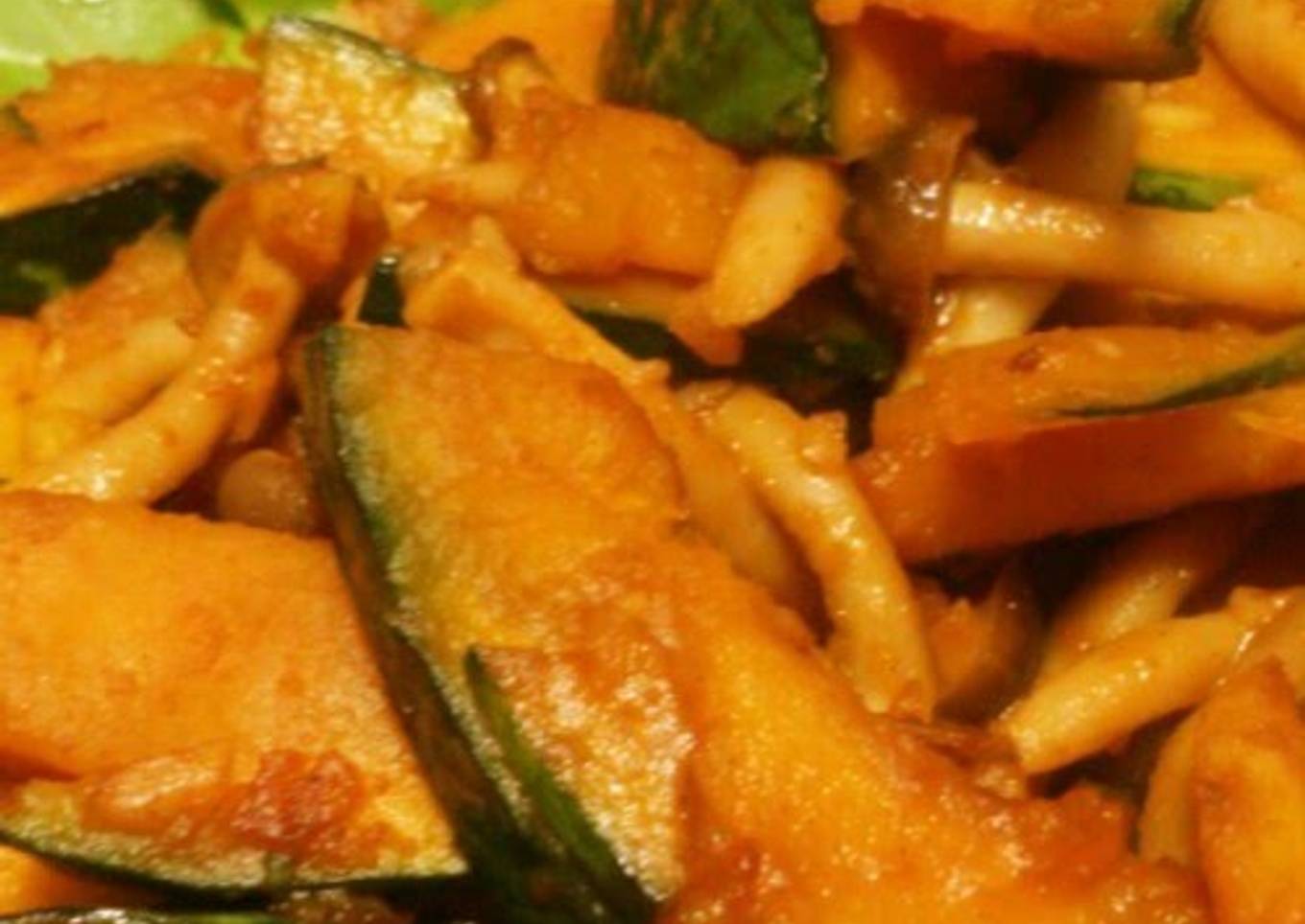 Kabocha and Shimeji Mushrooms Sautéed in Garlic and Butter