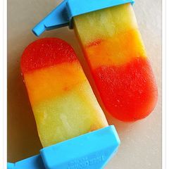 A picture of Rainbow Popsicles.