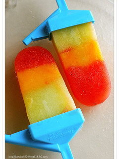 A picture of Rainbow Popsicles.