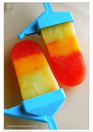 A picture of Rainbow Popsicles.