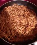 Espaguettis con Calabacín y verduras+carne picada