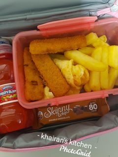 Chips, fish fingers da soyaye kwai ainihin hoton girkin