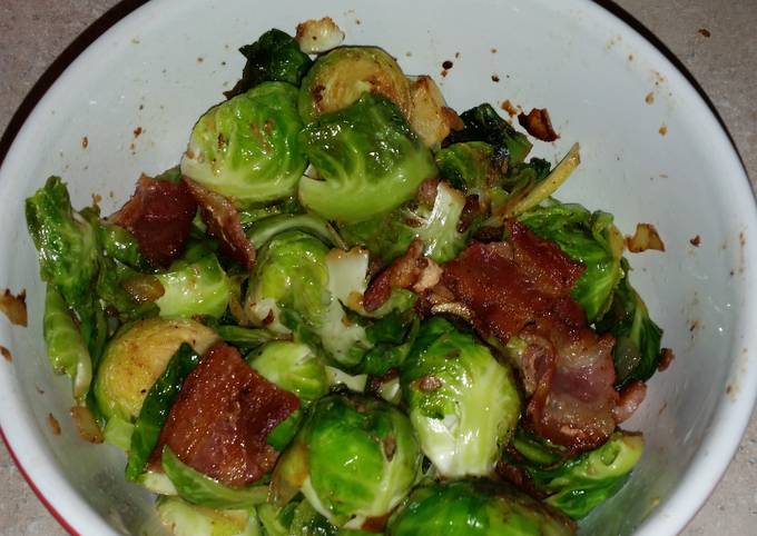 Recipe of Homemade Brussel sprouts with bacon and onion
