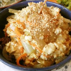 A picture of Egg Scramble with Onion & Silken Tofu.