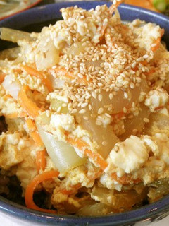 A picture of Egg Scramble with Onion & Silken Tofu.