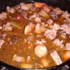 A picture of Left over prime rib stew.