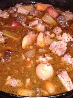 A picture of Left over prime rib stew.