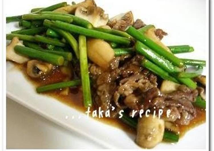 Recipe of Perfect Beef and Garlic Shoots Stir-Fry