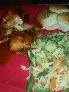 A picture of Orzo with Stir Fry Veggies.