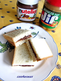 A picture of Nutella and Peanut Butter Sandwich.