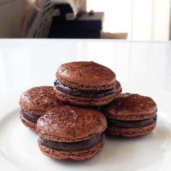 A picture of Rich Bitter Chocolate Macarons.