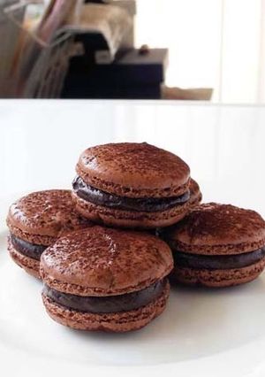 A picture of Rich Bitter Chocolate Macarons.