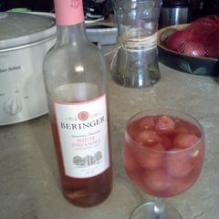 A picture of wine infused watermelon.