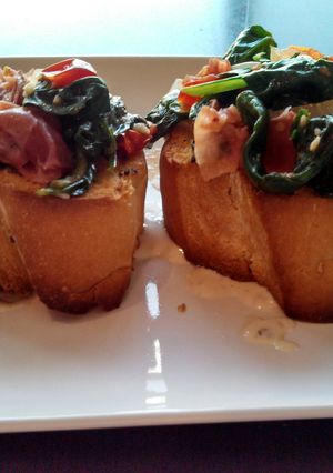 A picture of Spinach & Prosciutto Bruschetta.