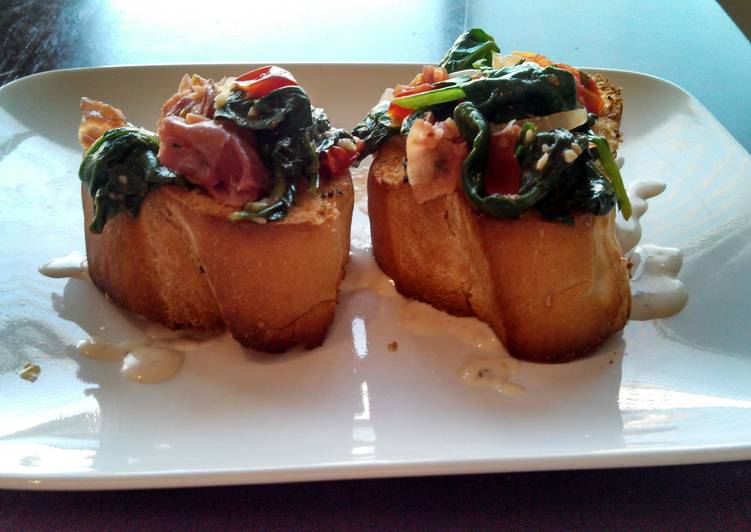 Recipe of Perfect Spinach &amp; Prosciutto Bruschetta