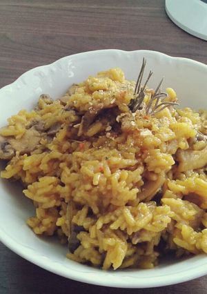 A picture of Mushroom and Turmeric Pilaf.
