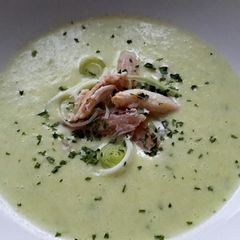 A picture of Sig's Leek and Crab (or Croutons) Soup.