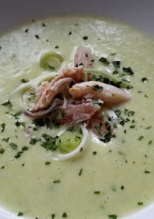 A picture of Sig's Leek and Crab (or Croutons) Soup.