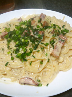 A picture of Soy Milk Japanese Pasta Carbonara.