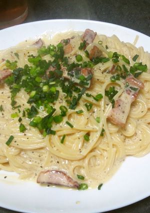 A picture of Soy Milk Japanese Pasta Carbonara.