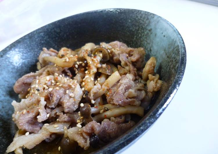 Easiest Way to Make Favorite Sweet &amp; Salty Pork and Shimeji Mushrooms