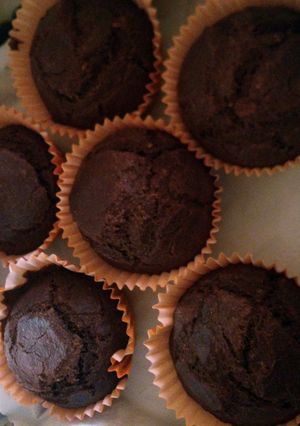 A picture of coffee-hazelnut whole wheat muffin.