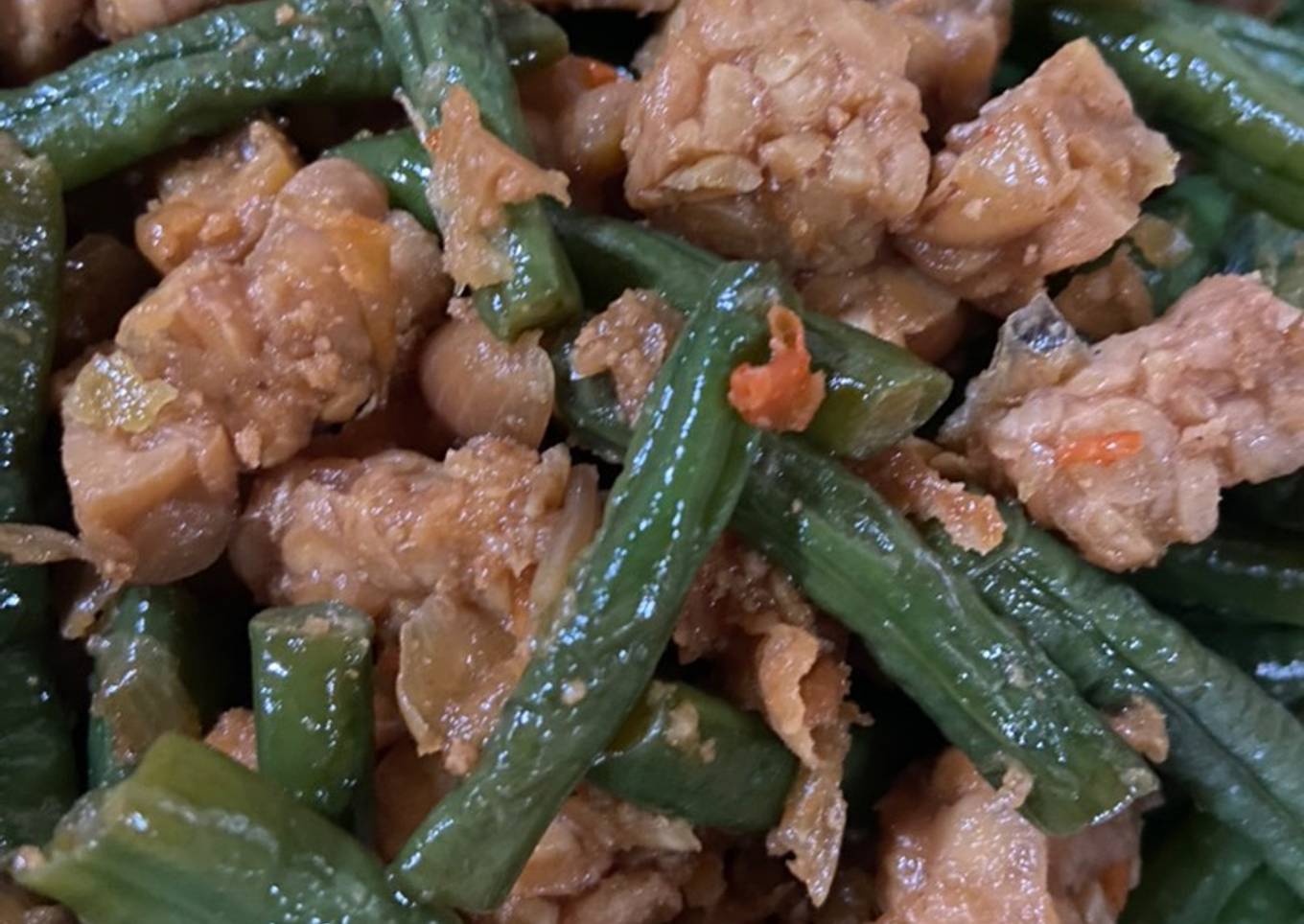 Tumis tempe kacang panjang