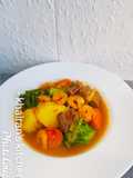 Goat meat and prawns soup