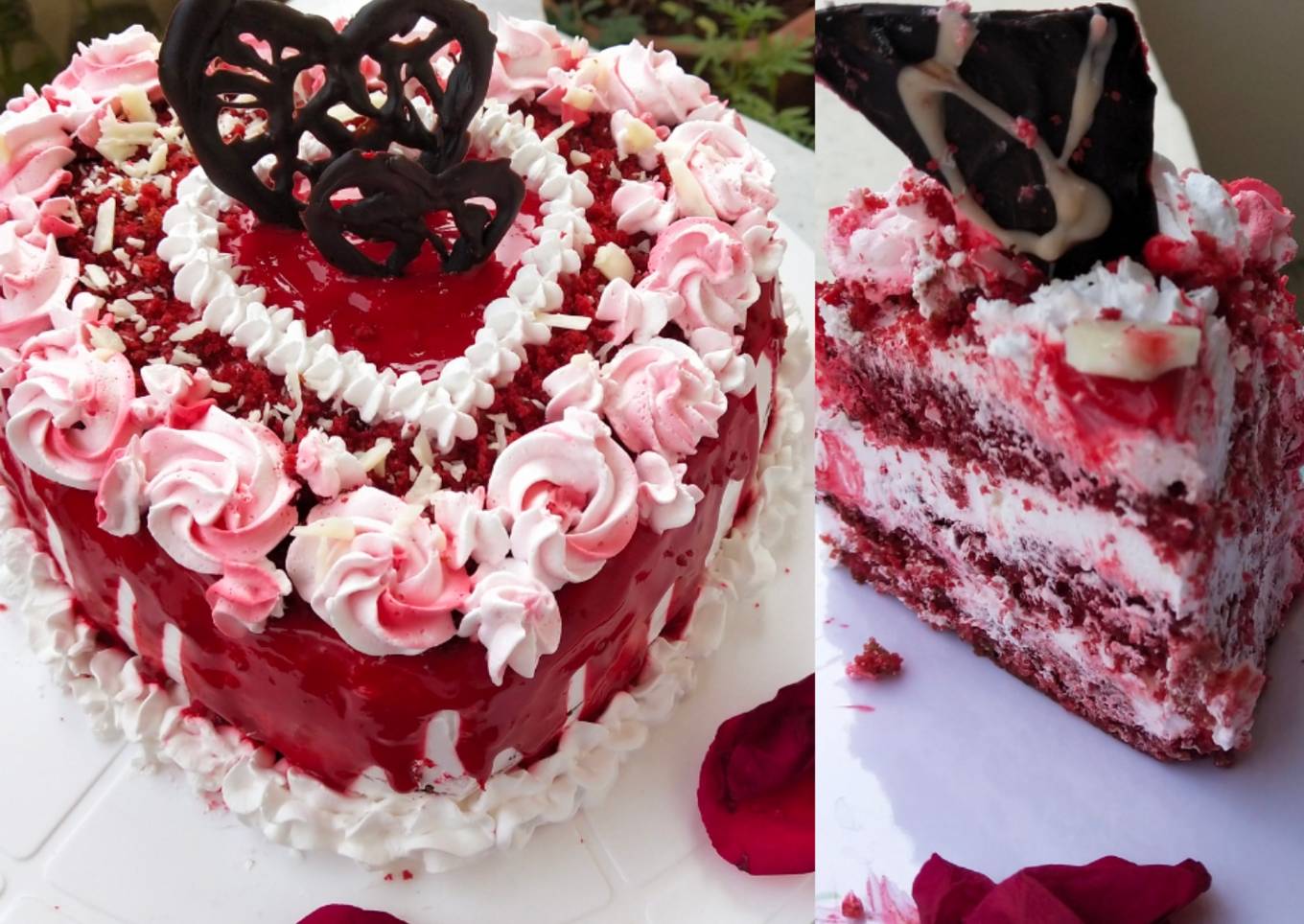 The Real classic Red velvet heart cake recipe without cream