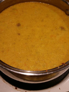 A picture of Carrot Ginger Soup in Coconut Milk.