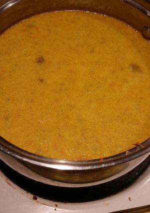 A picture of Carrot Ginger Soup in Coconut Milk.