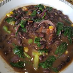 A picture of Mexican black bean soup.