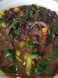 A picture of Mexican black bean soup.
