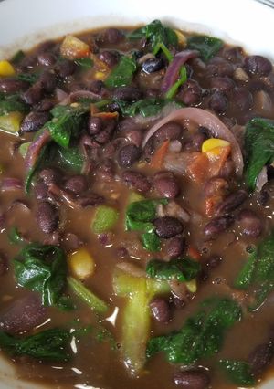 A picture of Mexican black bean soup.