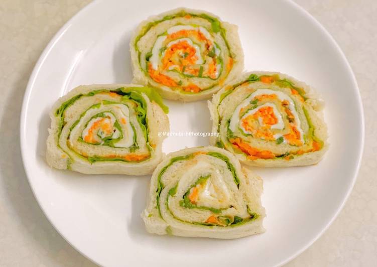 Easiest Way to Make Quick Pinwheel Sandwich Tri Colour