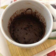 A picture of Chocolate cake in a mug.